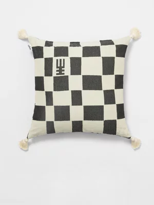 Rialheim Checkmate Scatter Cushion Black & Natural 60x60cm
