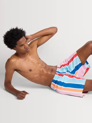 Markham Men's Multi Colour Vertical Stripe Swimshorts