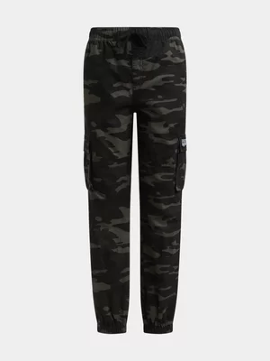 Exact Younger Boy's Black & Grey Camo Utility Pants