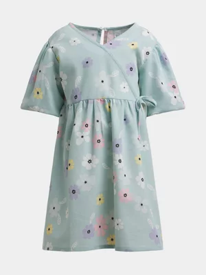 Exact Older Girl's Green Floral Print Dress