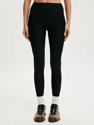 Women's Cotton On Active Black Fleece Lined  Full Length Tights