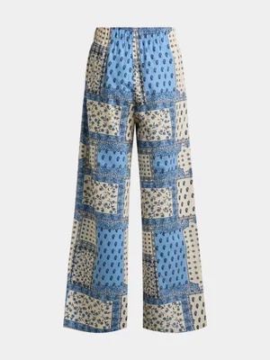 Jet Teen Girls Blue Paisley Wide Leg Trouser