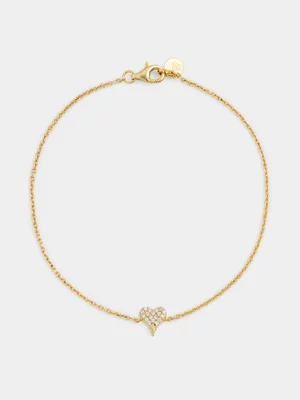 Gold Plated Sterling Silver Cubic Zirconia Pavé Heart Bracelet