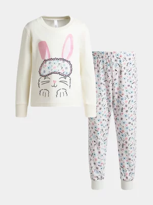 Exact Younger Girl's White Bunny Sleepwear Set