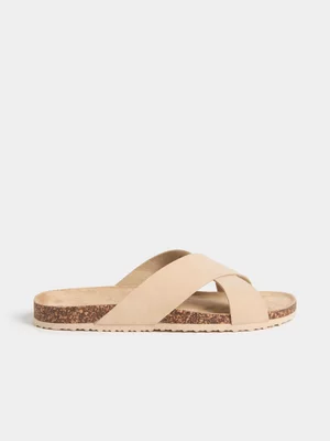 Exact Men's Natural Crossover Sandals 