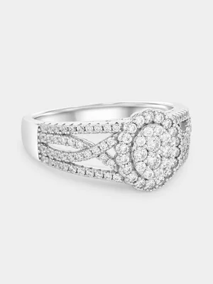 Sterling Silver Cubic Zirconia Oval Halo Infinity Ring 