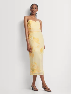 Mesh Sweetheart Boobtube Column Dress