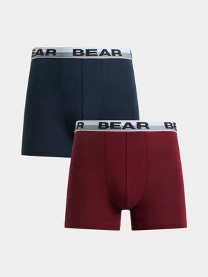 Jet Men's Bear 2 Pack Merlot Ink Plain Trunks