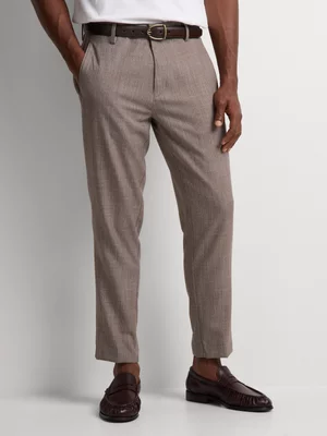 Markham Men's Smart Slim Tapered Textured Brown Trouser
