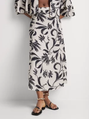 Linen-blend A-Line Maxi Skirt 