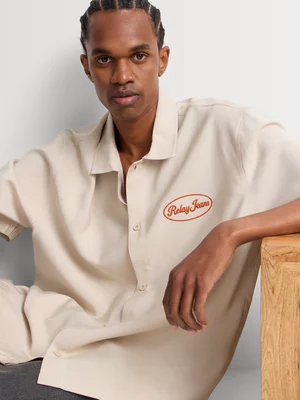 Relay Jeans Men's Boxy Fit Embroidered Stone Shirt