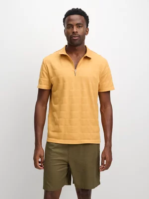 Exact Men's Yellow Textured Quarter Zip Golfer