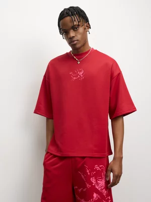 The FIX Men's Red Fleece Co-Ord Sketch Cupid Short