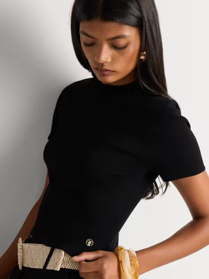 Fitted Crew Neck Short Sleeve Knit Top