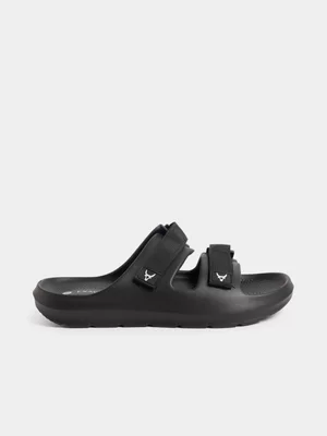 Exact Men's Black Double Strap Sliders 