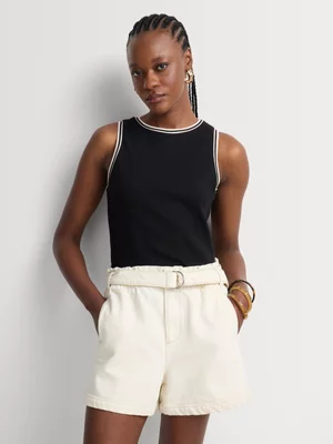 FF Denim Belted Paperbag Denim Shorts