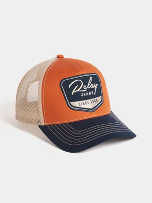 Relay Jeans  Men's Colorblock Orange/Navy Trucker Cap 