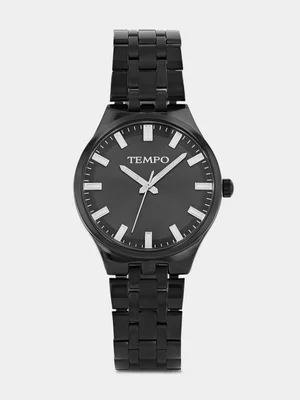 Tempo Black Plated Black Dial Bracelet Watch