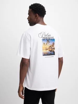 Exact Men's White Back Print T-Shirt