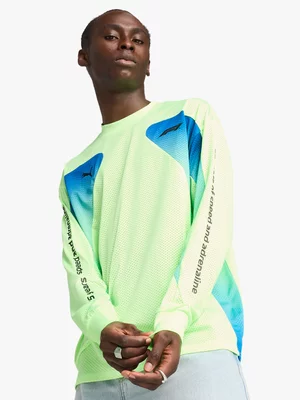 Puma Men's F1® Lime/Blue Oversized Long-Sleeve T-Shirt