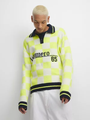 The FIX Men's Yellow Checker Polo Sweat Top