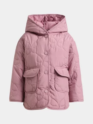 Exact Older Girl's Pink Quilted Butterfly Jacket 