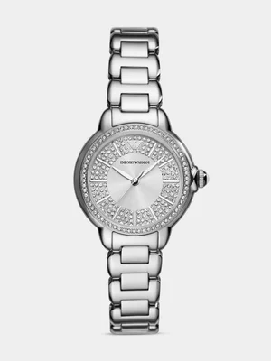 Emporio Armani Silver Dial Stainless Steel Bracelet Watch