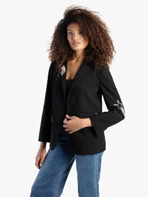 Women's Sissy Boy Charcole With Bling Details Blazer