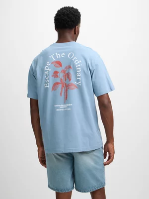 Exact Men's Blue Back Print T-Shirt