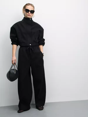 The FIX Women's Black Melton Barrel Pants