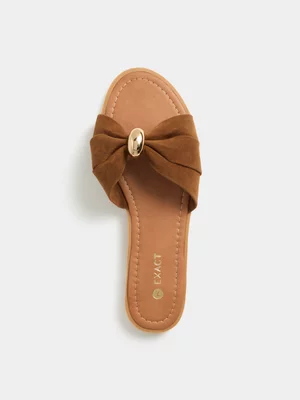 Exact Women's Tan Ruched Sandals 