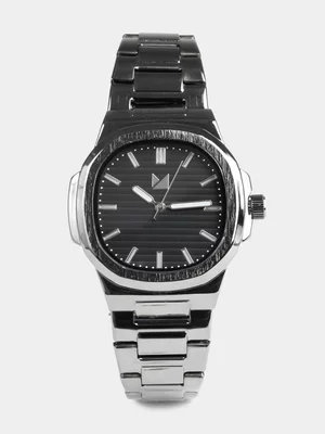 Markham Men's Brushed Bezel Silver Watch