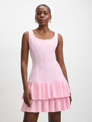 Jet Women’s Pink Scuba Crepe Pleated Mini Dress