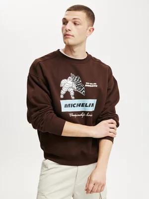 Men's Cotton On Brown Michelin Box Fit Crew Sweatshirt