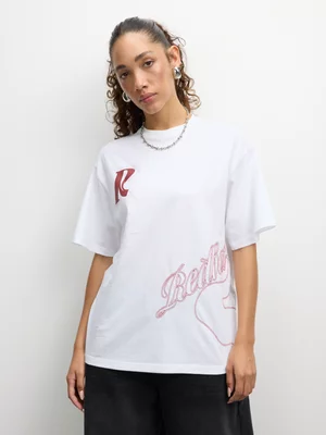 Redbat Women's Relaxed Embroidered White T-Shirt