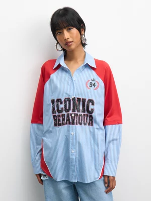 The FIX Women's Red Poplin & Birdseye Sports Shirt