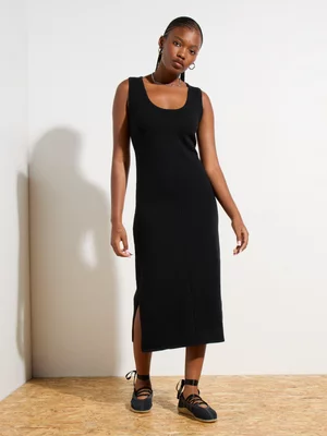 Women's Canvas Co-ord Sleeveless Knitwear Dress Black