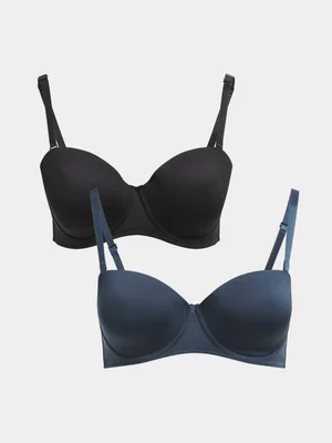 Jet Women's Black/Navy 2 Pack Bra