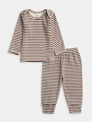 Jet Baby Unisex Brown Cosy Crew Rib Vest & Legging Set