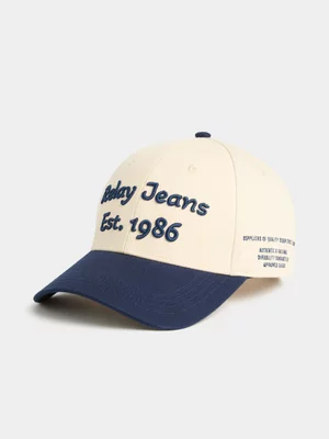 Relay Jeans Men's Colourblock 6 Panel Ecru/Navy Cap