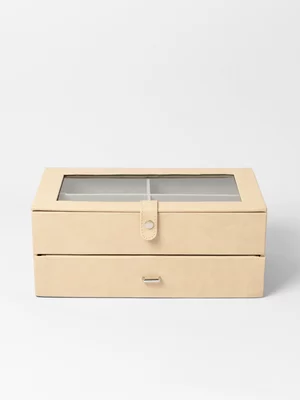 Two Tier Jewellery Box with Drawer Nude