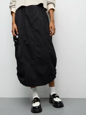 The FIX Women's Black Taslon Maxi Cargo Skirt