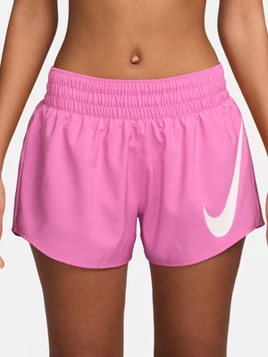 Nike Womens One Swoosh 3 Inch Brief-Lined Pink/White Running Shorts