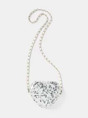 Cotton On Kids White Sequin Mini Heart Bag