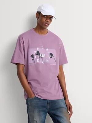Relay Jeans Men's Relaxed Palm Imagery Dusty Rose T-Shirt