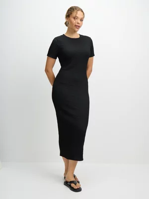 Jet Women's Black Textured Maxi Dress