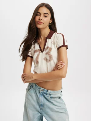 Women's Cotton On Multicolour Retro Graphic Polo T-shirt