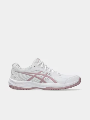 Asics Womens Court Slide 4 White/Morganite Red Tennis Shoes