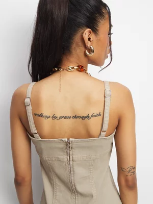 The FIX Women's Stone Bellow Pocket Denim Dress 