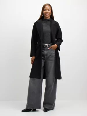 Exact Women's Black Melton Coat